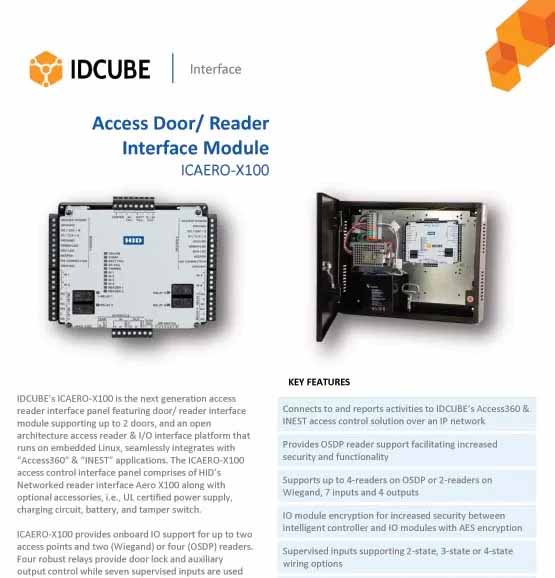 Access Door/ Reader
Interface Module
ICAERO-X100