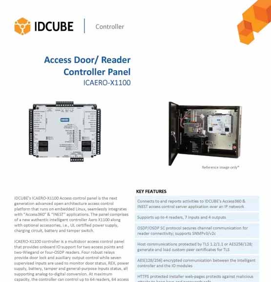 Access Door/ Reader
Controller Panel
ICAERO-X1100