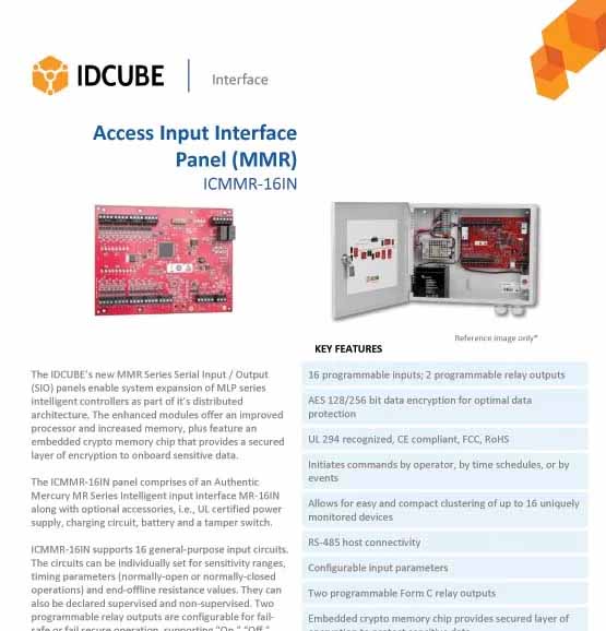Access Input Interface
Panel (MMR)
ICMMR-16IN
