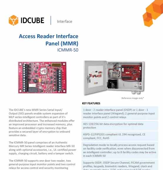 Access Reader Interface
Panel (MMR)
ICMMR-50