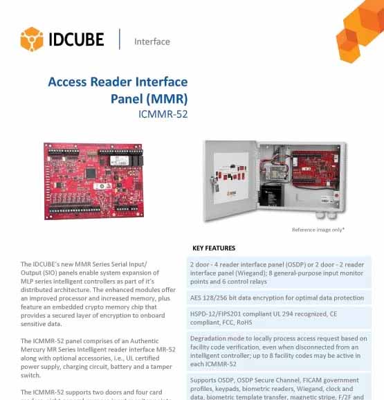 Access Reader Interface
Panel (MMR)
ICMMR-52